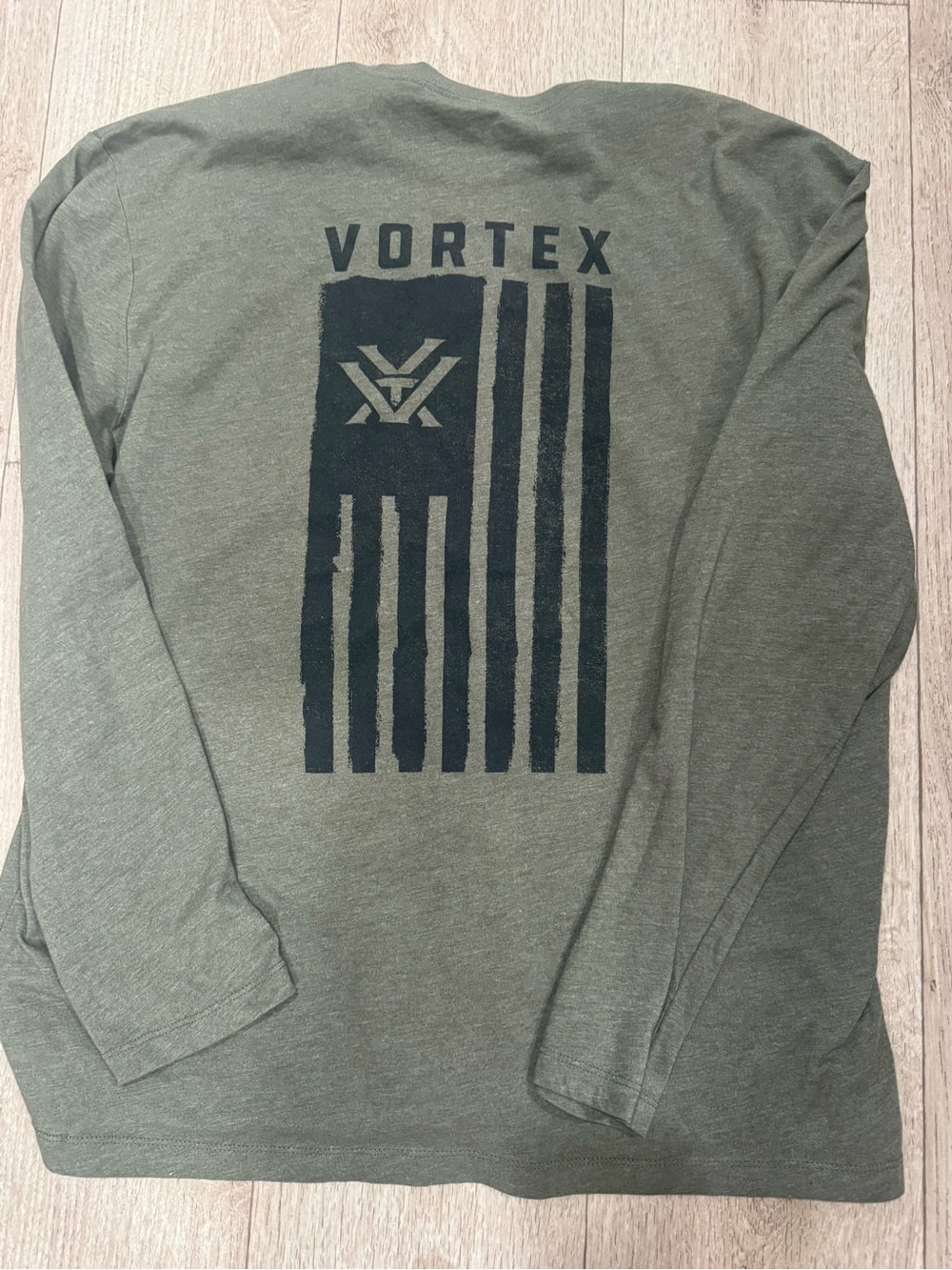VORTEX Men's Long Sleeve Tee in Olive Green with Back Graphic